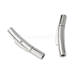 変色防止コラム 304 ステンレススチール製バヨネットネックレス留め具  ステンレス鋼色  25x5x4mm  穴：2mm&nbsp;X-STAS-O035-05