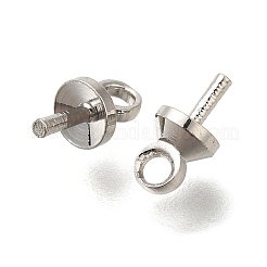 真鍮カップパールヒートンキャップピンペンダント  片穴パーツ用  長持ちメッキ  プラチナ  7.5x4mm  穴：1.5mm  ピン：1mm&nbsp;KK-H506-10B-P