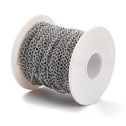 変色しにくい304ステンレススチールカーブチェーン  ハンダ付け  スプールで  オーバル  ステンレス鋼色  4x3x0.5mm  82フィート（25m）/ロール&nbsp;CHS-H031-05P