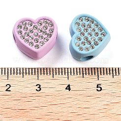 不透明樹脂ヨーロッパビーズ  クリスタルラインストーン付き  大穴ビーズ  ハート  ミックスカラー  14x15x7.5mm  穴：4mm&nbsp;RESI-M038-02