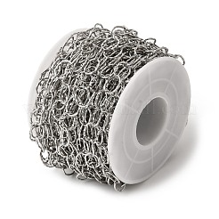 304ステンレススチールのテクスチャリングリンクチェーン  ハンダ付け  スプールで  ステンレス鋼色  9x6.5x0.8mm&nbsp;CHS-B015-17P