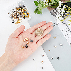 真鍮製のジッパートップストップ  交換用ジッパーアクセサリー  ミックスカラー  48セット /箱&nbsp;FIND-BC0001-56
