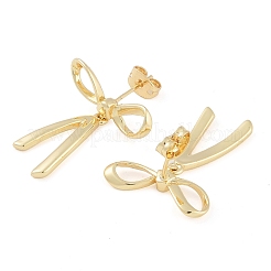 女性のための真鍮のスタッドピアス  蝶結び  18KGP本金メッキ  26x20mm&nbsp;EJEW-S225-12G-03