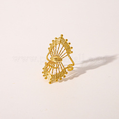 女性用中空304ステンレススチール製調節可能なカフリング  クラウン  18KGP本金メッキ  35.5mm  内径：18mm&nbsp;ZX9886