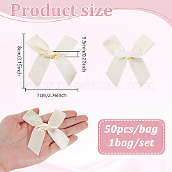 1袋 粘着ポリエステル 蝶結び飾りアクセサリー  ベージュ  80x70x5.5mm  50個/袋&nbsp;FIND-GA0008-16