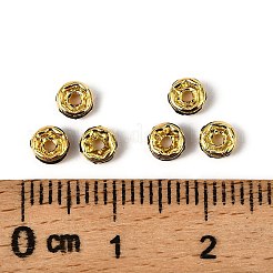 真鍮製A級ラインストーンスペーサービーズ  黄金メッキ  ロンデル  ニッケルフリー  ジェット  4x2mm  穴：0.8mm&nbsp;RSB034NF-04G
