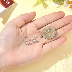 スターリングシルバーガラスフラットラウンドスタッドピアス1組925個  銀  9.5mm&nbsp;EJEW-BBC0001-89