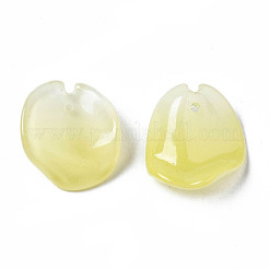 ツートンスプレー塗装ガラスペンダント  花びら  シャンパンイエロー  20~21x18~19x7~8mm  穴：1mm&nbsp;GLAA-N042-003-D01
