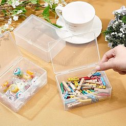 ポリプロピレン(pp)保存容器ボックスケース  蓋とハンガー穴付き  長方形  ホワイト  12.8x10.4x2.7cm  インナーサイズ：12.4x10センチメートル  穴：7mm&nbsp;CON-WH0074-56