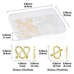 真鍮S字フック留め具20種類4個  ゴールデン＆シルバー  9x7~10x1mm  5個/スタイル&nbsp;KK-FS0001-59