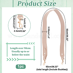 Puレザーバッグストラップ  合金スイベルアイボルトスナップフック付き  ゴールドカラー  ダークカーキ  92x3.55cm&nbsp;FIND-WH0418-23G-02
