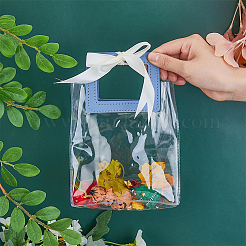 バレンタインデーのPVCプラスチックギフトバッグ  ハンドル付き  長方形  コーンフラワーブルー  折りたたみ：210x153x5.5mm  展開：83x150x210mm&nbsp;AJEW-WH0166-60B
