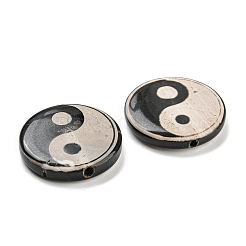 天然瑪瑙陰陽ビーズ  染め＆加熱  太極  ブラック  28.6~34x6.5mm  穴：2mm&nbsp;G-Q006-04B