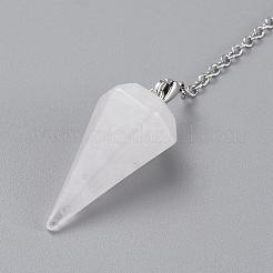 プラチナ トーン ブラス クリスタル コーン 六角形の尖ったダウジング振り子  カニカン付き  230x3mm&nbsp;MAK-M015-01I