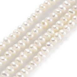 天然養殖淡水パールビーズ連売り  ポテト  フローラルホワイト  2~2.5mm  穴：0.5mm  約90個/連  7.80~7.95インチ（19.8~20.2cm）&nbsp;PEAR-C003-04B