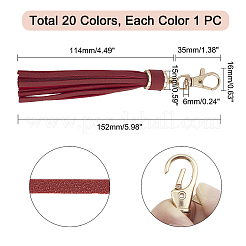 20個20色のPUレザータッセルペンダント  合金パーツ  ミックスカラー  152x15mm  1pc /カラー&nbsp;FIND-WR0003-26