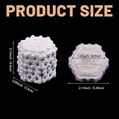 ベルベットカップルリングボックス  模造パールと  六角  ホワイトスモーク  5.3x5.35x5.4cm&nbsp;VBOX-WH0019-001