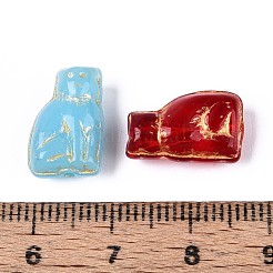 ガラスビーズ  サル  ゴールドライン入り  ミックスカラー  15x9.5~10x7mm  穴：1~1.2mm&nbsp;LAMP-T021-65M