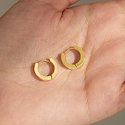 ミニマリストなヒップホップスタイルのクロス201ステンレススチールフープピアス  ゴールドカラー  13x14mm&nbsp;YA3069