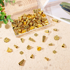 チベット風合金ビーズキャップ  ビーズコーン  アンティーク黄金  13.5x7x3cm  8個/コンパートメント  80個/箱&nbsp;PALLOY-TA0001-53