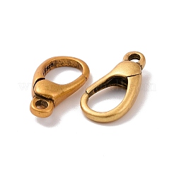 スターリングシルバーのキーチェーンクラスプ925個  ティアドロップ  アンティーク黄金  14x7x3mm  穴：1.6mm  内径：6.5x5mm&nbsp;STER-D036-05AG