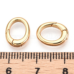 真鍮スプリングゲートリング  オーバル  18KGP本金メッキ  12x9x3mm  穴：7.5x6mm&nbsp;KK-N254-17G