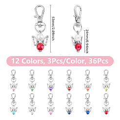 アクリル＆合金ペンダント装飾  合金製カニカン付き  天使  ミックスカラー  53mm  36個/セット&nbsp;HJEW-DC00005