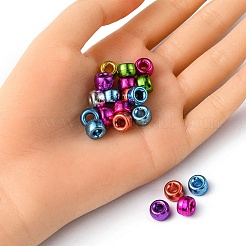 プラスチックビーズ  編んだ髪のビーズ  PVD真空メッキ  バレル  ミックスカラー  9x6.5mm  穴：3.7mm&nbsp;KY-YW0001-35