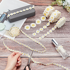 ミルクファイバー刺繍フラワーレースリボン 4個 4スタイル  フラワーレーストリム  服飾材料  きいろ  14~36mm  約3ヤード/個  1個/スタイル&nbsp;DIY-WR0003-75