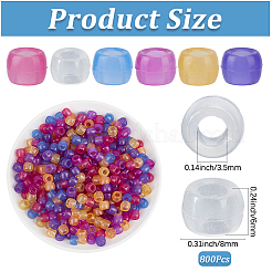 透明プラスチックビーズ800個  紫外線反応性ビーズ  バレル  透明  8x6mm  穴：3.5mm&nbsp;KY-PA0001-19B