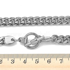 8mm 304ステンレススチール製キューバンリンクチェーン（メンズネックレス）  変色しない  ステンレス鋼色  25.39インチ（64.5cm）&nbsp;NJEW-G193-01P