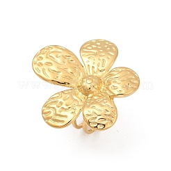 304ステンレススチールカフリング  花  ゴールドカラー  35.5x25mm  内径：17mm&nbsp;RJEW-D306-07G