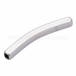 変色しない201ステンレススチールビーズ  カーブチューブ  ステンレス鋼色  40x7x4mm  穴：2.5x2.5mm&nbsp;STAS-N092-129C-01