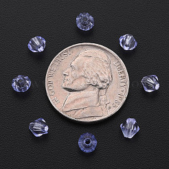 透明なアクリルビーズ  多面カット  双円錐形  ライラック  5x4.5mm  穴：1.2mm  約6201個/255g&nbsp;LS-MACR-S373-84-B04