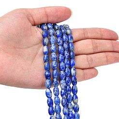 天然石ラピスラズリビーズ連売り  ドラム  9x6mm  穴：1mm  約43個/連  153.54''（390センチメートル）&nbsp;G-K311-10B-03