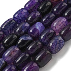 天然石ドラゴンアゲート瑪瑙ビーズ連売り  染め＆加熱  コラム  インディゴ  13.5x10~10.5mm  穴：1mm  約28個/連  15.16''（38.5センチメートル）&nbsp;G-A223-D11-01B