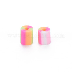 固定混合3スタイル手作りポリマークレイビーズ  コラム  ミックスカラー  5x3.5~7mm  穴：1.8mm&nbsp;CLAY-S096-012A