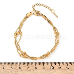304ステンレススチールサテライトチェーンブレスレット  女性用クロスチェーンブレスレット  ゴールドカラー  7-1/8インチ（18.1cm）&nbsp;BJEW-Z106-01G