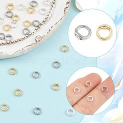 真鍮リングチャームコネクター18個  ブレスレットネックレスエンドループワイヤープロテクター  プラチナ  5x1mm  穴：0.7mm&nbsp;KK-FS0002-16P