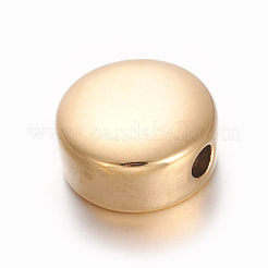 304ステンレススチールビーズ  フラットラウンド  ゴールドカラー  12x12x5.5mm  穴：2.3mm&nbsp;STAS-O112-06G