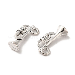 合金のチベット風チャーム  トランペットのチャーム  アンティークシルバー  19x9x5mm  穴：2mm  約500個/500g&nbsp;TIBE-B001-32AS