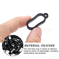 70個の紛失防止シリコンペンダント  電子スタイラス＆ライター製造用  ブラック  32x15x5.5mm  穴：3.5mm  内径：25mm&nbsp;SIL-GF0001-37