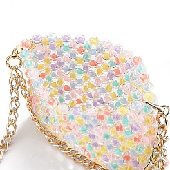透明アクリル二層ビーズ織りバッグ  アルミダブルリンクバッグチェーンストラップ付き  カラフル  420mm&nbsp;AJEW-BA00091