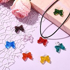 8個8色透明ガラスペンダント  蝶結び  ミックスカラー  25~26x24x7.5mm  穴：5~6x5~7mm  1pc /カラー&nbsp;GLAA-CJ0002-83