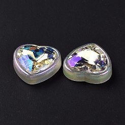 レインボー虹色メッキ アクリル カボション  グリッターカボション  ハート  ホワイト  22x22x8mm&nbsp;OACR-E011-05