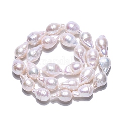天然バロックパールケシパールビーズ連売り  天然真珠  ティアドロップ  貝殻色  12~20x9~12mm  穴：0.5mm  約25~29個/連  15.87~16.22''（40.3~41.2センチメートル）&nbsp;PEAR-S019-02E-03