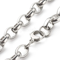 変色しない304ステンレススチール製ローロチェーンネックレス、男性用、女性用  ステンレス鋼色  18.11インチ（46cm）&nbsp;NJEW-JN03651