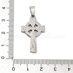 304ステンレスペンダント  フラットラウンドと交差  ステンレス鋼色  30x18x2mm  穴：6x3.5mm&nbsp;STAS-P400-11B-P