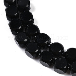 天然ブラックオニキス(染色&加熱)ビーズ連売り  サイコロ  7.5x7.5~8x7.5~8mm  穴：1mm  約39個/連  14.96''（38センチメートル）&nbsp;G-B125-F01-01
