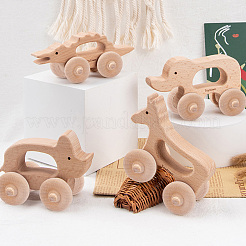 子供ビルディングブロックおもちゃセット  木製の車輪と車軸付き  アンティークホワイト  38x13mm  穴：6mm  36個/袋&nbsp;AJEW-WH0258-008